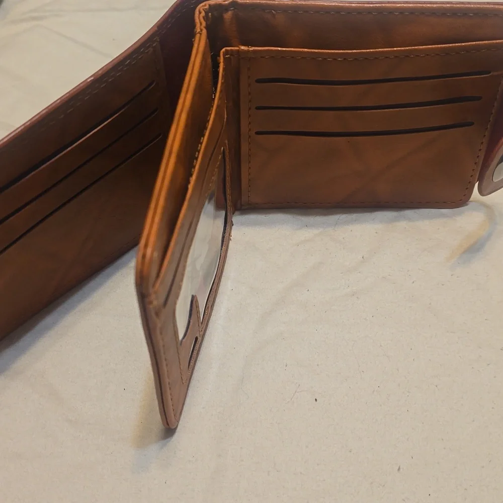 Brown Leather Wallet with Dollar‎ Design
